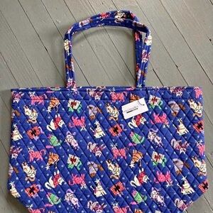 Vera Bradley Blue Tote with Cat Pattern